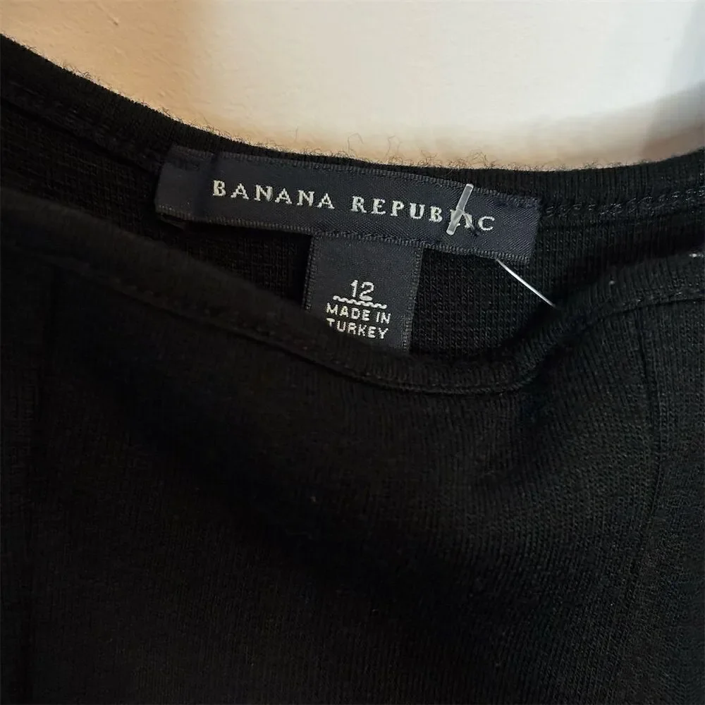Banana Republic Women's Black Midi Dress Size 12 Sleeveless Party